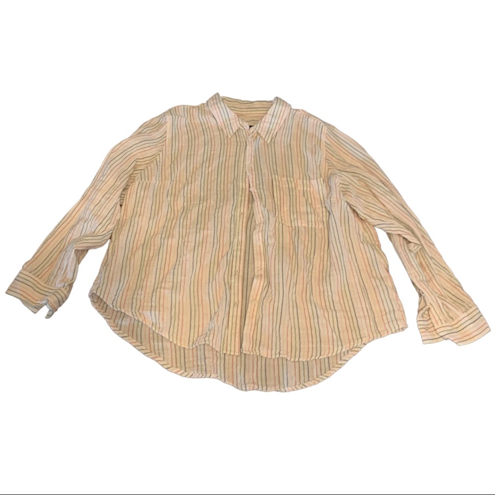 Rainbow striped 1X button down!